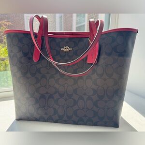 Brown and Red Coach Tote - Never used